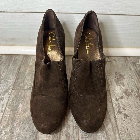 Cole Haan Brown Suede Booties Heels Size 8 - Picture 3 of 3
